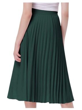 Kate Kasin Emerald Green High Waisted Pleated A Line Skirt Size XL - NWT